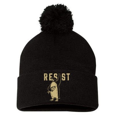 Penguin Flippers Up Resist Funny Penguins Against Trump Pom Pom 12in Knit Beanie