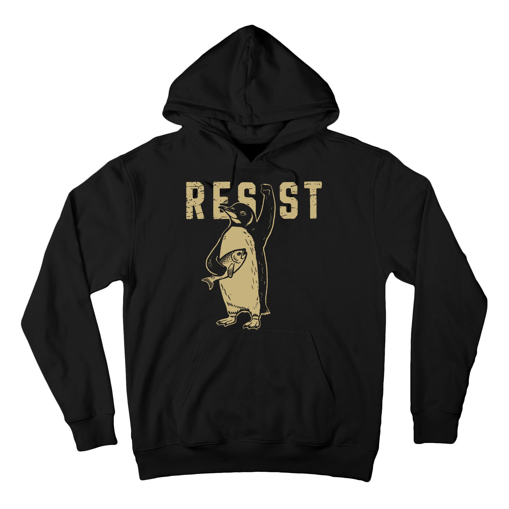 Penguin Flippers Up Resist Funny Penguins Against Trump Tall Hoodie