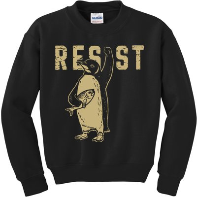 Penguin Flippers Up Resist Funny Penguins Against Trump Kids Sweatshirt
