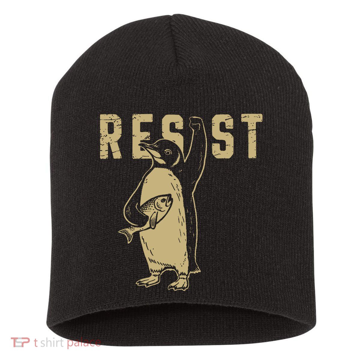 Penguin Flippers Up Resist Funny Penguins Against Trump Short Acrylic Beanie