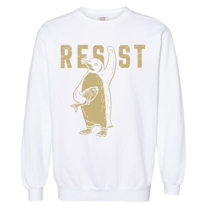 Penguin Flippers Up Resist Funny Penguins Against Trump Garment-Dyed Sweatshirt