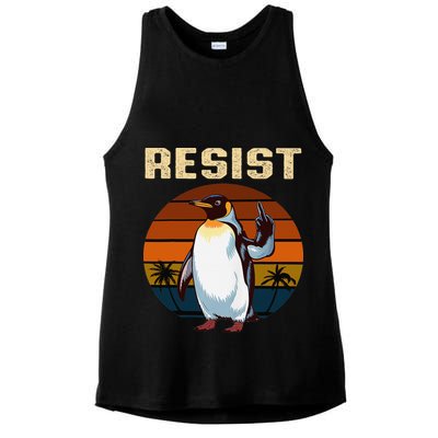 Penguin Flippers Up Resist Funny Penguins Against Trump Ladies PosiCharge Tri-Blend Wicking Tank