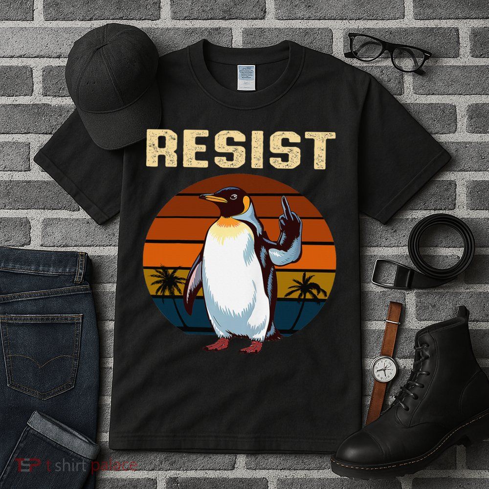 Penguin Flippers Up Resist Funny Penguins Against Trump Tall T-Shirt