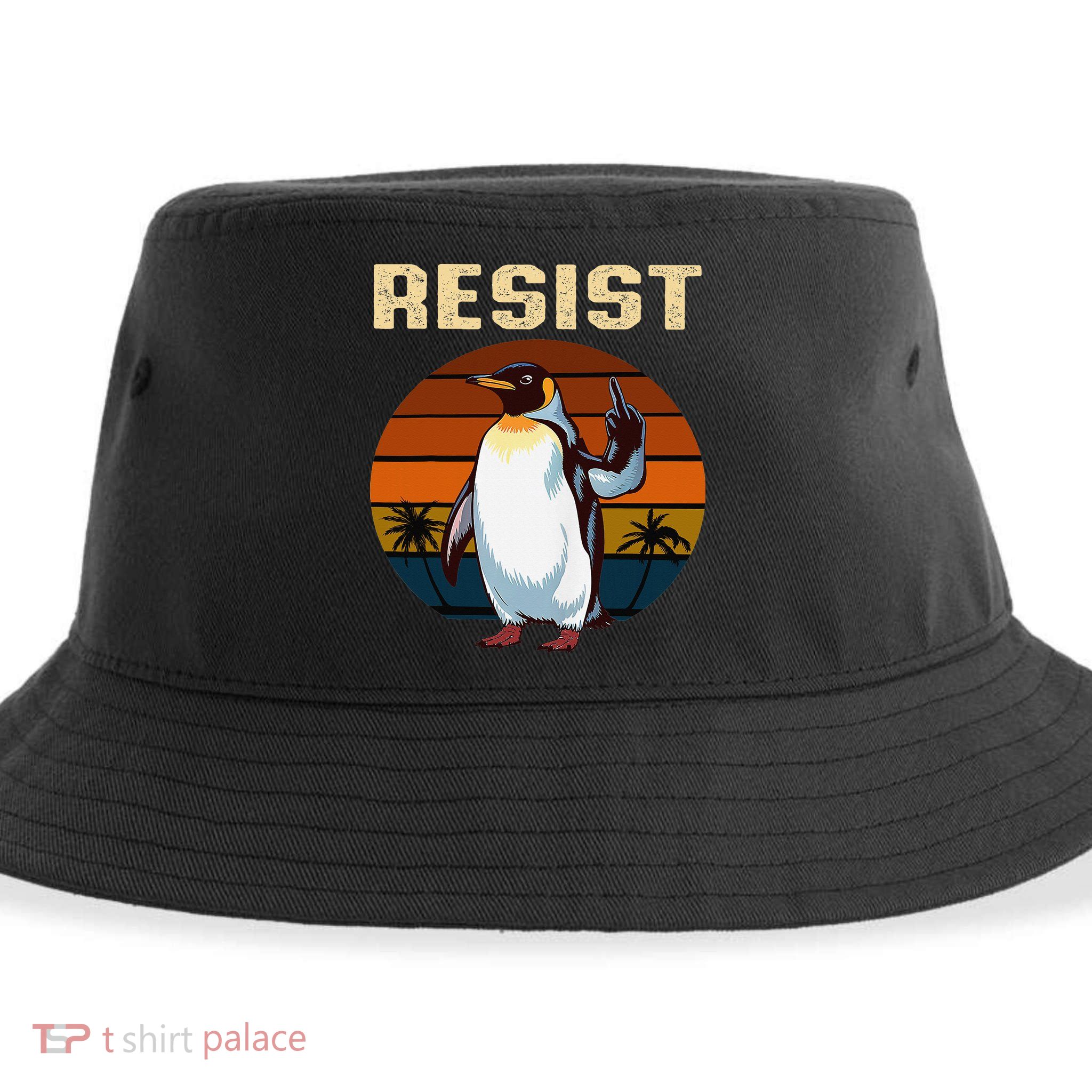 Penguin Flippers Up Resist Funny Penguins Against Trump Sustainable Bucket Hat