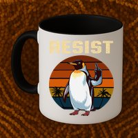 Penguin Flippers Up Resist Funny Penguins Against Trump Mug