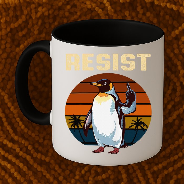 Penguin Flippers Up Resist Funny Penguins Against Trump Mug