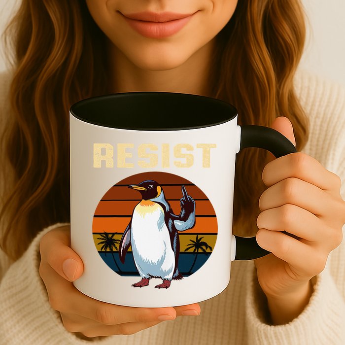 Penguin Flippers Up Resist Funny Penguins Against Trump Mug