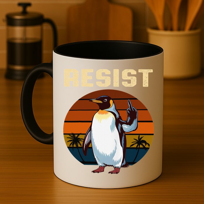 Penguin Flippers Up Resist Funny Penguins Against Trump Mug