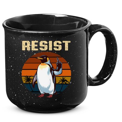 Penguin Flippers Up Resist Funny Penguins Against Trump 15oz Campfire Ceramic Mug
