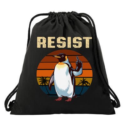 Penguin Flippers Up Resist Funny Penguins Against Trump Drawstring Bag