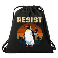 Penguin Flippers Up Resist Funny Penguins Against Trump Drawstring Bag