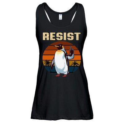 Penguin Flippers Up Resist Funny Penguins Against Trump Ladies Essential Flowy Tank