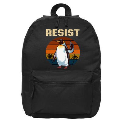 Penguin Flippers Up Resist Funny Penguins Against Trump 16 in Basic Backpack