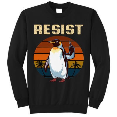 Penguin Flippers Up Resist Funny Penguins Against Trump Tall Sweatshirt