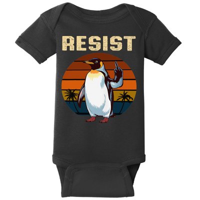 Penguin Flippers Up Resist Funny Penguins Against Trump Baby Bodysuit