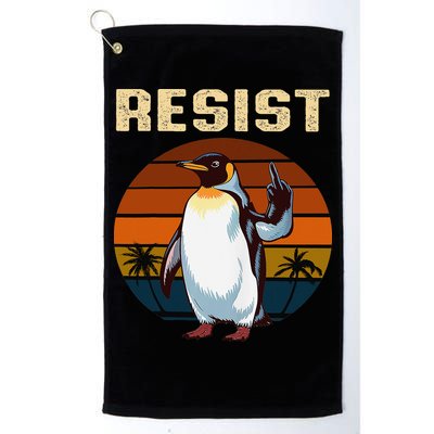 Penguin Flippers Up Resist Funny Penguins Against Trump Golf Towel