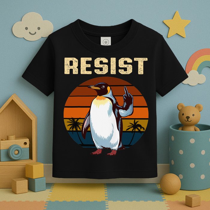 Penguin Flippers Up Resist Funny Penguins Against Trump Toddler T-Shirt