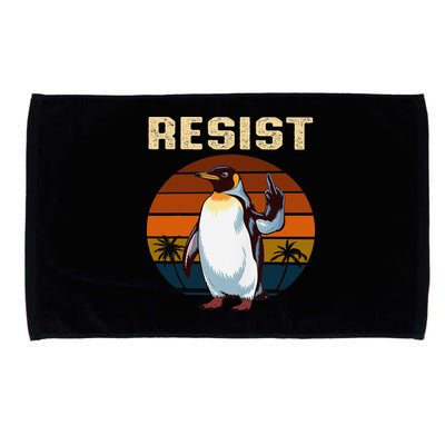 Penguin Flippers Up Resist Funny Penguins Against Trump Microfiber Hand Towel