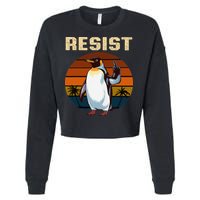Penguin Flippers Up Resist Funny Penguins Against Trump Cropped Pullover Crew