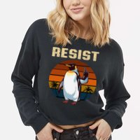 Penguin Flippers Up Resist Funny Penguins Against Trump Cropped Pullover Crew