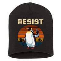 Penguin Flippers Up Resist Funny Penguins Against Trump Short Acrylic Beanie