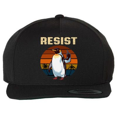 Penguin Flippers Up Resist Funny Penguins Against Trump Wool Snapback Cap