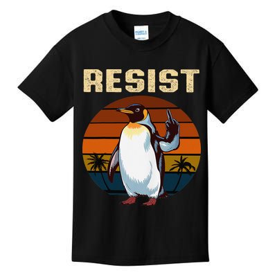 Penguin Flippers Up Resist Funny Penguins Against Trump Kids T-Shirt