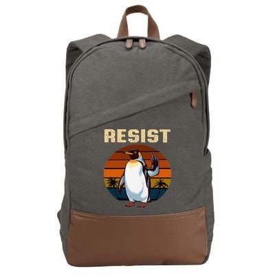 Penguin Flippers Up Resist Funny Penguins Against Trump Cotton Canvas Backpack