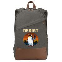 Penguin Flippers Up Resist Funny Penguins Against Trump Cotton Canvas Backpack