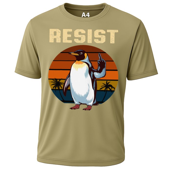 Penguin Flippers Up Resist Funny Penguins Against Trump Cooling Performance Crew T-Shirt