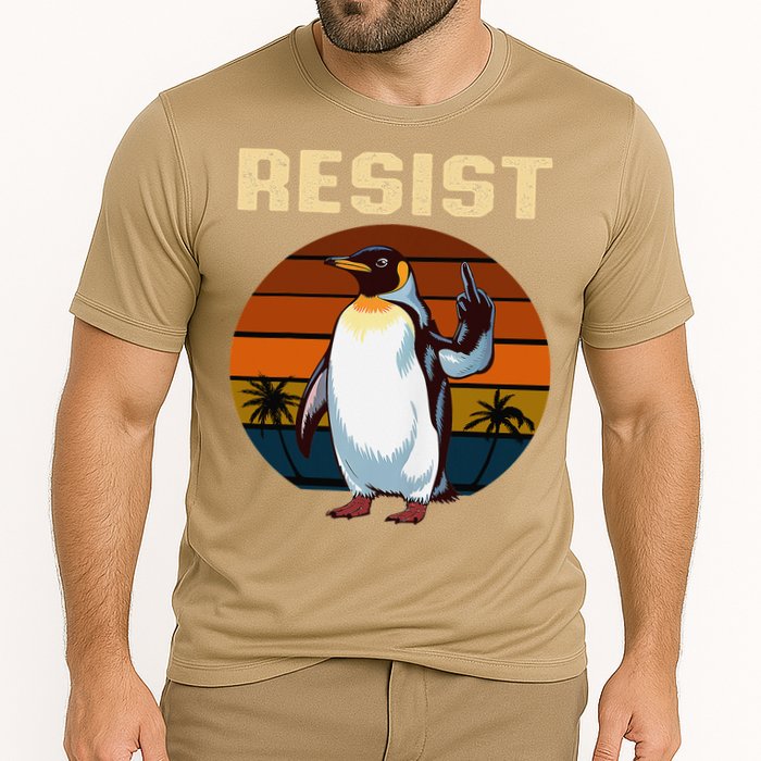 Penguin Flippers Up Resist Funny Penguins Against Trump Cooling Performance Crew T-Shirt