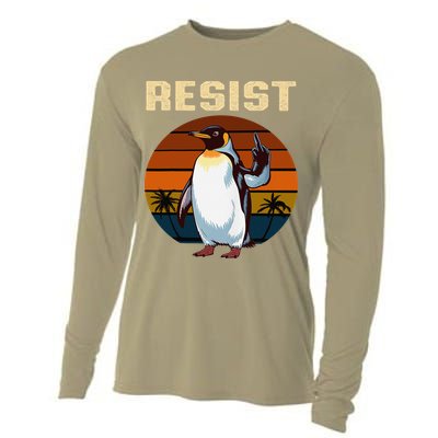 Penguin Flippers Up Resist Funny Penguins Against Trump Cooling Performance Long Sleeve Crew