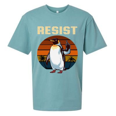 Penguin Flippers Up Resist Funny Penguins Against Trump Sueded Cloud Jersey T-Shirt