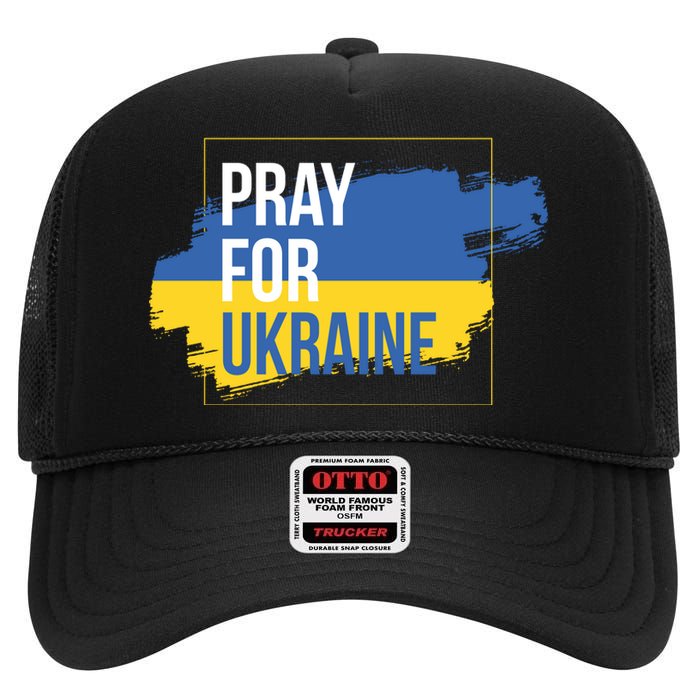 Pray For Ukraine High Crown Mesh Back Trucker Hat