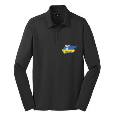 Pray For Ukraine Silk Touch Performance Long Sleeve Polo