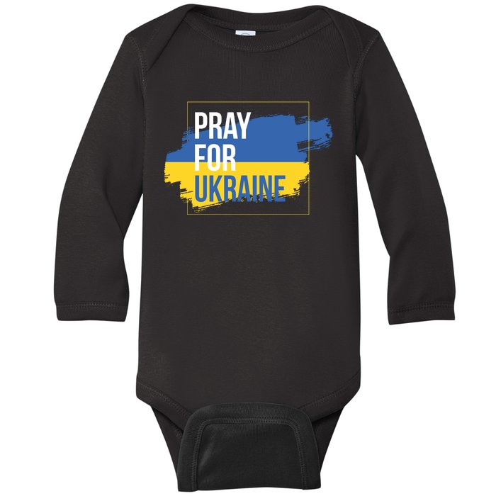 Pray For Ukraine Baby Long Sleeve Bodysuit