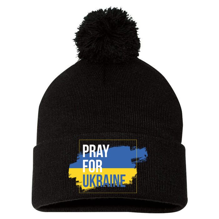 Pray For Ukraine Pom Pom 12in Knit Beanie