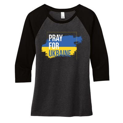 Pray For Ukraine Women's Tri-Blend 3/4-Sleeve Raglan Shirt