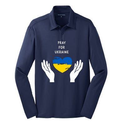 Pray For Ukraine I Stand With Ukraine Puck Futin Silk Touch Performance Long Sleeve Polo