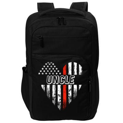 Proud Firefighter Uncle American Flag Heart Gift Impact Tech Backpack