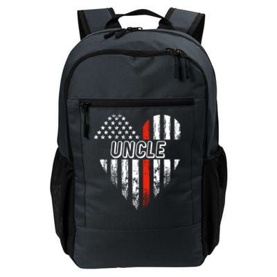 Proud Firefighter Uncle American Flag Heart Gift Daily Commute Backpack