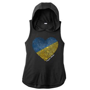 Pray For Ukraine Heart Ladies PosiCharge Tri-Blend Wicking Draft Hoodie Tank