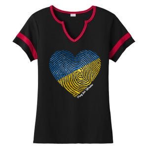 Pray For Ukraine Heart Ladies Halftime Notch Neck Tee