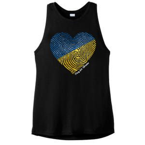 Pray For Ukraine Heart Ladies PosiCharge Tri-Blend Wicking Tank