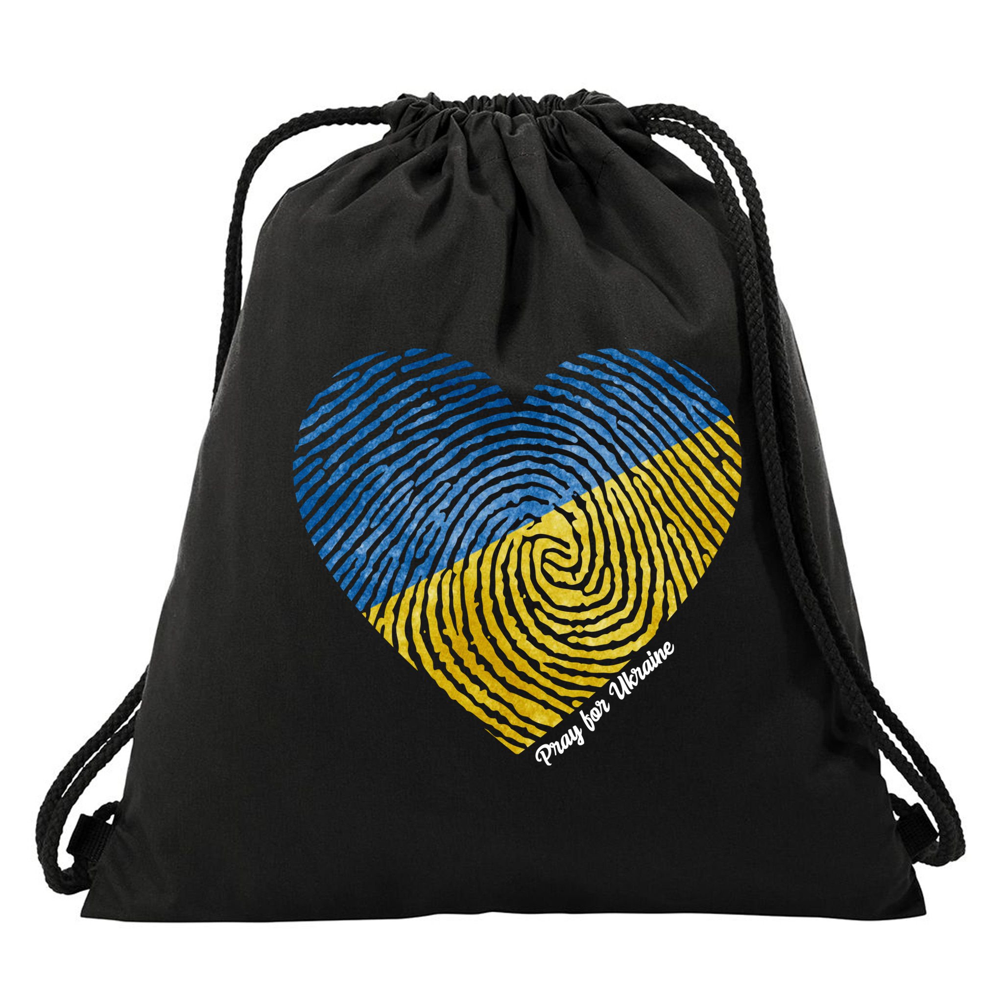 Pray For Ukraine Heart Drawstring Bag