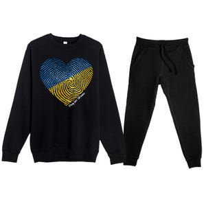 Pray For Ukraine Heart Premium Crewneck Sweatsuit Set