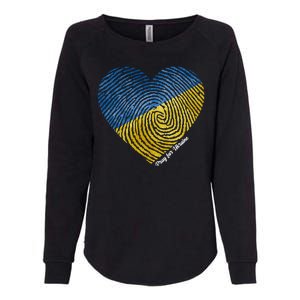 Pray For Ukraine Heart Womens California Wash Sweatshirt