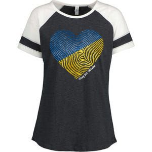 Pray For Ukraine Heart Enza Ladies Jersey Colorblock Tee