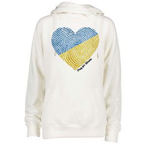 Pray For Ukraine Heart Womens Funnel Neck Pullover Hood