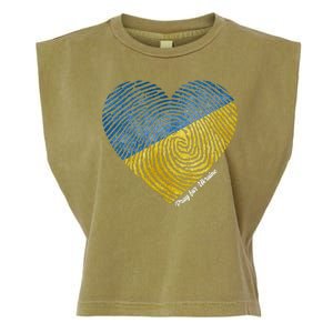 Pray For Ukraine Heart Garment-Dyed Women's Muscle Tee